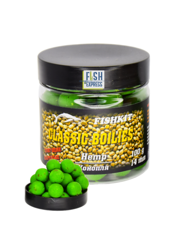 Бойлы FISHKIT Classic вареные тонущие 14мм 100гр. Конопля