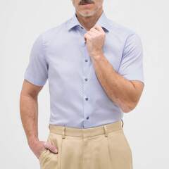 Сорочка мужская Eterna Slim Fit 4163-G170-12 с сине-голубым принтом, короткий рукав