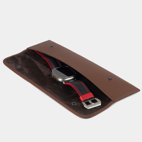 Чехол для хранения наручных часов и ремешков из кожи теленка, цвета шоколад