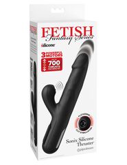 Черный силиконовый вибратор-кролик Sonix Silicone Thruster - 22 см. - 