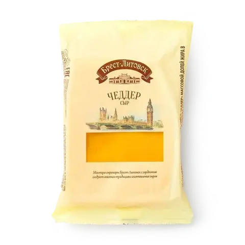Сыр брест полутвердый Брест-литовский Чеддер 45% 200гр