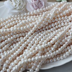 Жемчуг натуральный речной, круглый, 7-8 мм, 1 нить, Ж012