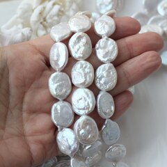 Жемчуг натуральный барочный, монетка, 17,7-18,7 мм, 1 нить, Ж032