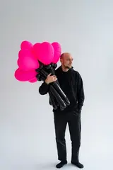 Букет из шаров Розовые сердца неоновые