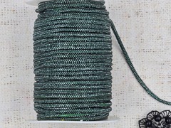 Шнур декоративный со стразами, d 4 мм, т. зелёный