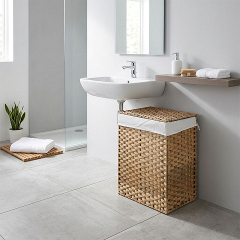 Корзина плетёная Emån, 46х33х61 см, бежевый, полипропилен/хлопок