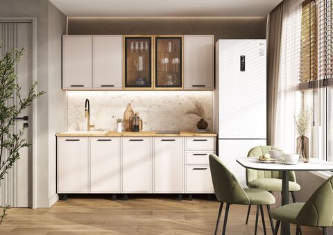 Кухня Бьянка 2,0м Компановка №1 (Кашемир, Дуб Крафт (Дуб вотан))