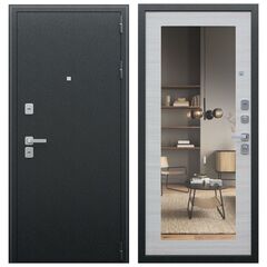 Купить Входная дверь Next 1 антик серебро ПВХ акация светлая поперечная с зеркалом