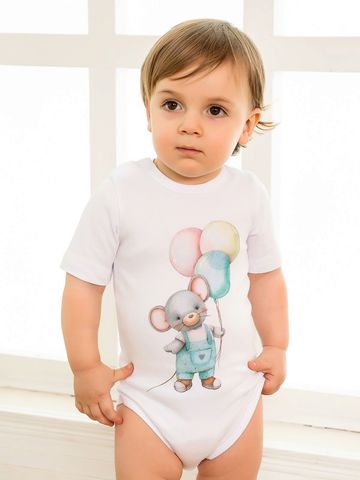 Боди с коротким рукавом "Мышонок с шариками"