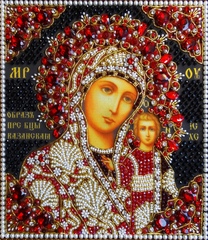 Ткань с нанесенной авторской схемой Образ Божьей Матери "Казанская" (красный) (+трунцал)