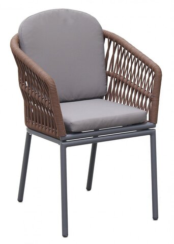 Кресло плетеное с подушками Tagliamento Favorita, антрацит, темно-коричневый, темно-серый