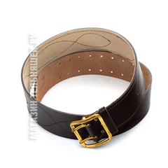 Купить Ремень кожаный Офицерский с юфтевой прострочкой Коричневый с латунной пряжкой в Магазине тельняшек