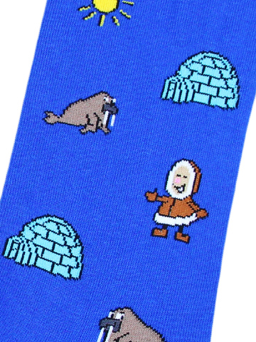 Носки с эскимосами и моржами оптом синие