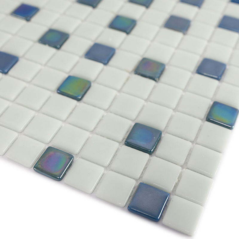 Natural Мозаика из стекла Steppa STP-BL014 белая синяя с перламутром светлая глянцевая