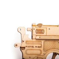 Набор из двух пистолетов с тиром от Wood Trick - Деревянный конструктор, сборная модель, 3D пазл. Резинкострел