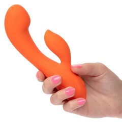 Оранжевый вибромассажер Stella Liquid Silicone Dual “G” - 17,75 см. - 