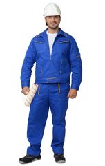 Костюм  куртка, брюки (100%-х/б. пл.250 г/м2) васильковый с желтым кантом