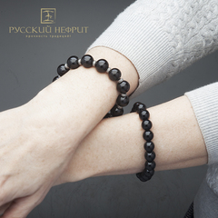 Браслет "Восток". Чёрный нефрит. 12мм.