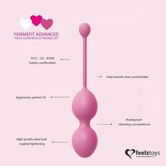 Набор из 3 розовых вагинальных шариков FemmeFit Advanced Pelvic Muscle Training Set - 
