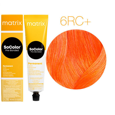 Matrix SoColor Pre-Bonded 6RC+ темный блондин красно-медный+, стойкая крем-краска для волос c бондером