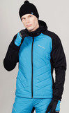 Премиальный костюм для лыж и зимнего бега Nordski Hybrid Hood Warm Light Blue