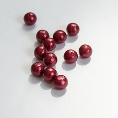Хлопковый жемчуг, оттенок "Red", шар 10мм, сквозное отверстие