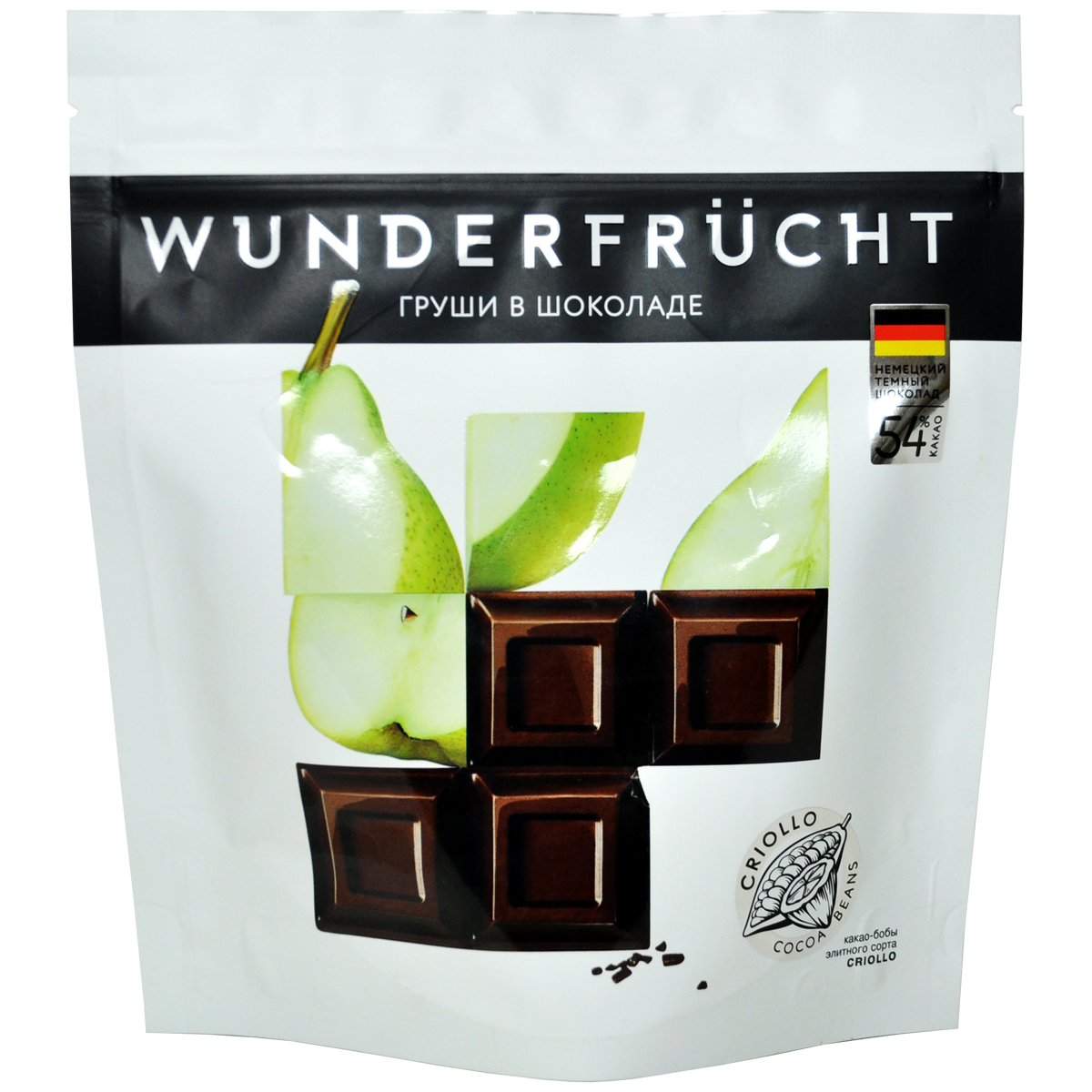 WunderFrucht Конфеты Груша в темном шоколаде 54%, 180 г