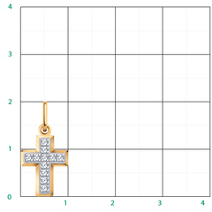 3220-Маленький крестик с фианитами из золота 585 пробы