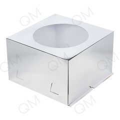 Коробка для торта с окном 300*300*190 мм серебро, 50 шт