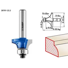 ЗУБР 22.2 x 9.4 мм, радиус 4.8 мм, фреза кромочная калевочная №1, Профессионал (28701-22.2)
