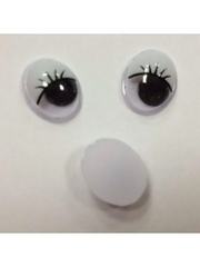 Глазки с ресницами-овальные,  8 x10 мм (2 шт)