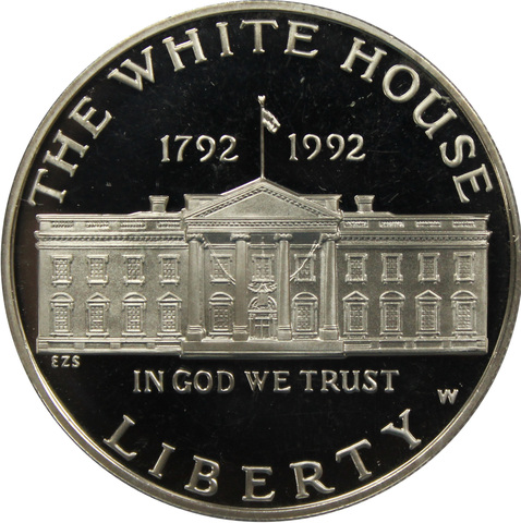 1 доллар 1992 (W) (200-летие Белого дома). Серебро. PROOF