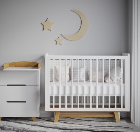 Кроватка для новорождённых Incanto ANNIKEN с продольным маятником (в т.ч. приставная) цвет белый/бук