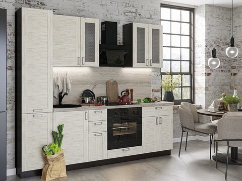 Прямая модульная кухня Лофт-02 Nordic Oak - Graphite 2140*2400*600