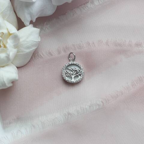 УЦЕНКА!!! Подвеска с перламутром Древо жизни 12 мм, родий, У099