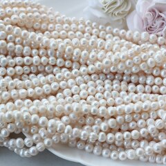 Жемчуг натуральный речной, круглый, 7-8 мм, 1 нить, Ж012