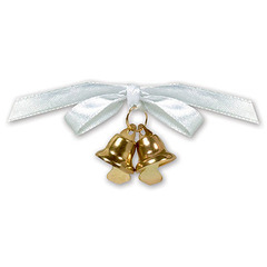 Колокольчик двойной золотой с желтым бантом, 12 шт.