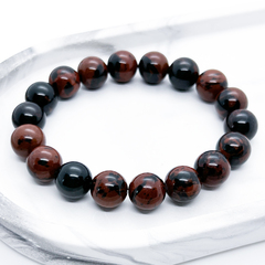 Браслет, красный обсидиан, диаметр бусин около 10 мм, размер 17 см