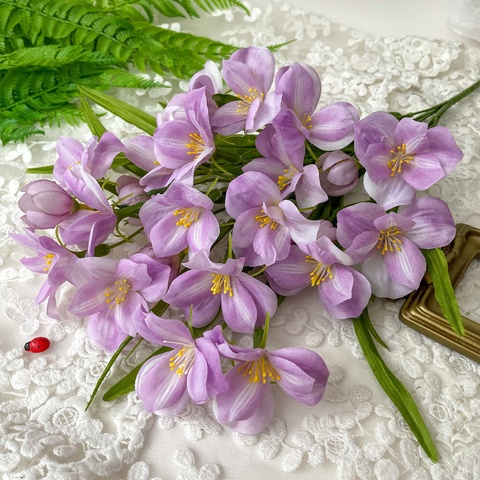 Подснежники искусственные, нежно-сиреневые, 6 веток, 30 см, набор 2 букета.