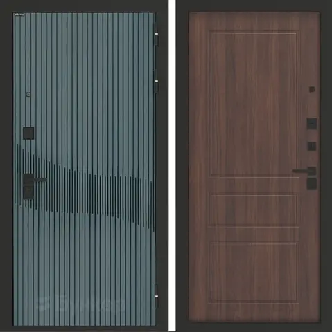 Входная металлическая дверь Бункер БН-13 Веллюто верде ФЛ-116 Орех бренди