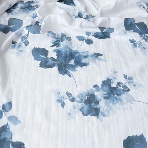 Пеленка муслин "Цветы синие"