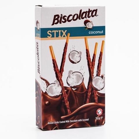 Бисквитные палочки Biscolata покрытые с кокосовой стружкой, 40г