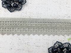Кружево хлопковое/Тесьма вязаная, рис. 60001, ш. 3 см, пр-во Беларусь, бежево-серый