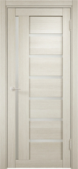 Межкомнатная дверь ЭКО 02 / Цвет Беленый дуб мелинга / Остекление "Сатинато" / Двери Верда