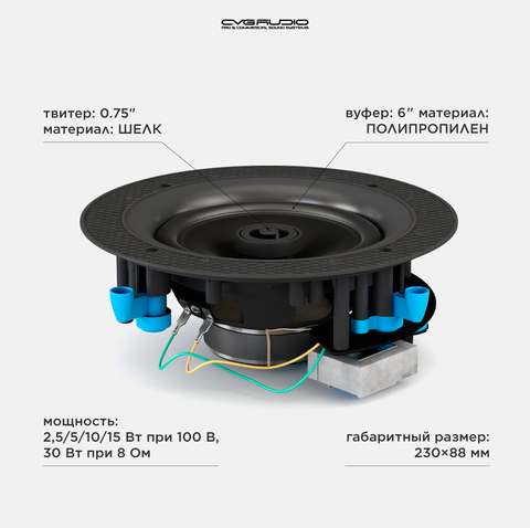 CVGAUDIO CRH608T Потолочная встраиваемая акустическая система 100V line