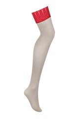 Чулки для пояса OBSESSIVE INGRIDIA Stocking_Телесный + красный