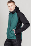Премиальный костюм для лыж и зимнего бега Nordski Hybrid Hood Warm 2.0 Black-Alpine Green