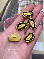 Пуговицы Скиапар. золотистые с черной эмалью 