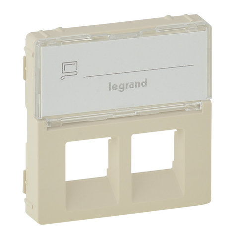 Розетка телефонная RJ 11 + компьютерная RJ 45 6e UTP. Цвет Слоновая кость. Legrand Valena Life (Легранд Валена Лайф). 755481 (с держателем маркировки). 753032+755421