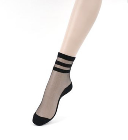 Sock See through - Style Stripe (Black) 1ea